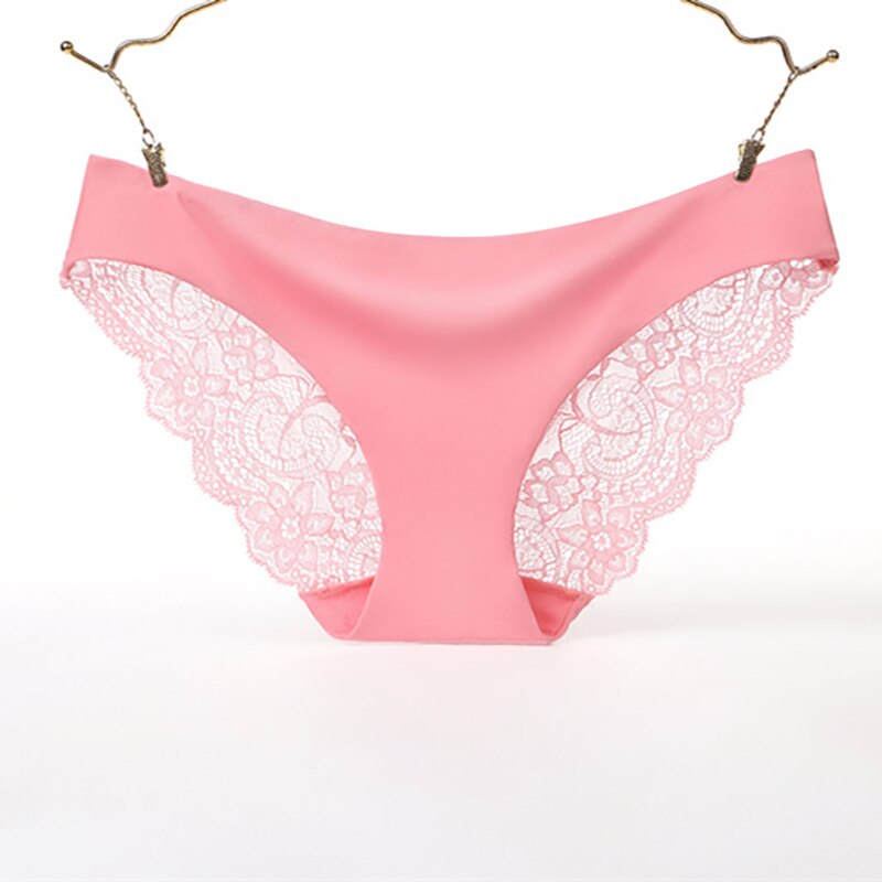 SATIN & LACE BRIEFS - PINK / S